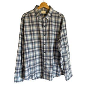 7 Diamonds XL Blue Plaid Button Up Shirt 100% Cotton Morning Rain